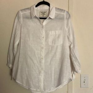 White 100% cotton button up blouse